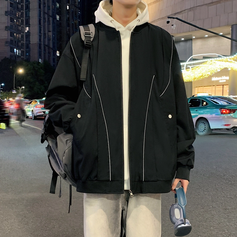 左岸 美式飞行员外套男秋季宽松休闲棒球服上衣潮牌高街工装夹克 男款