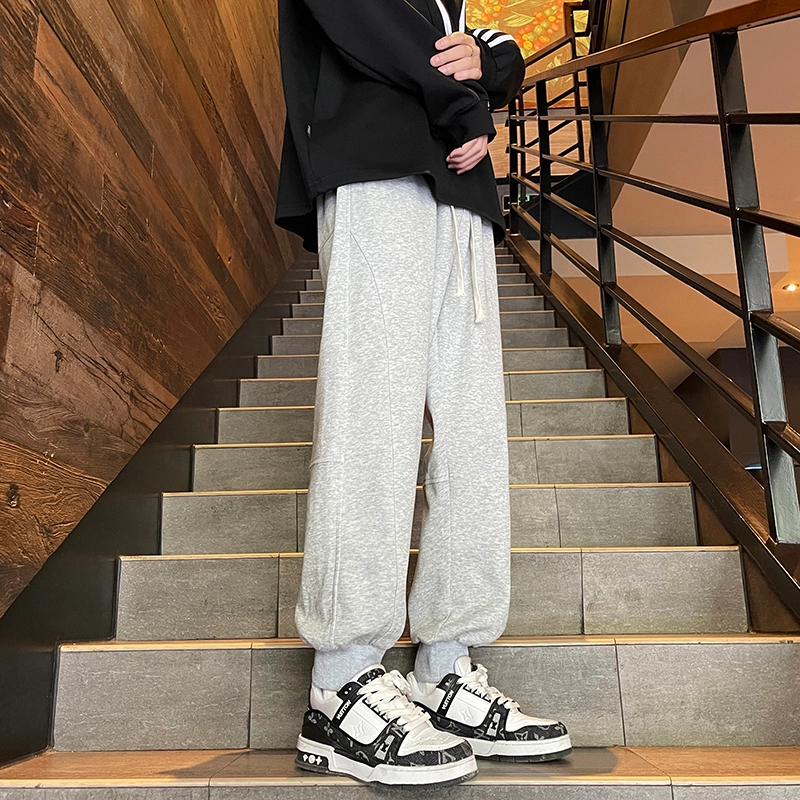 左岸 青少年时尚帅气潮流纯色卫裤哈伦裤加肥加大码长裤宽松柔软舒适轻便束脚裤春秋季休闲裤 男款