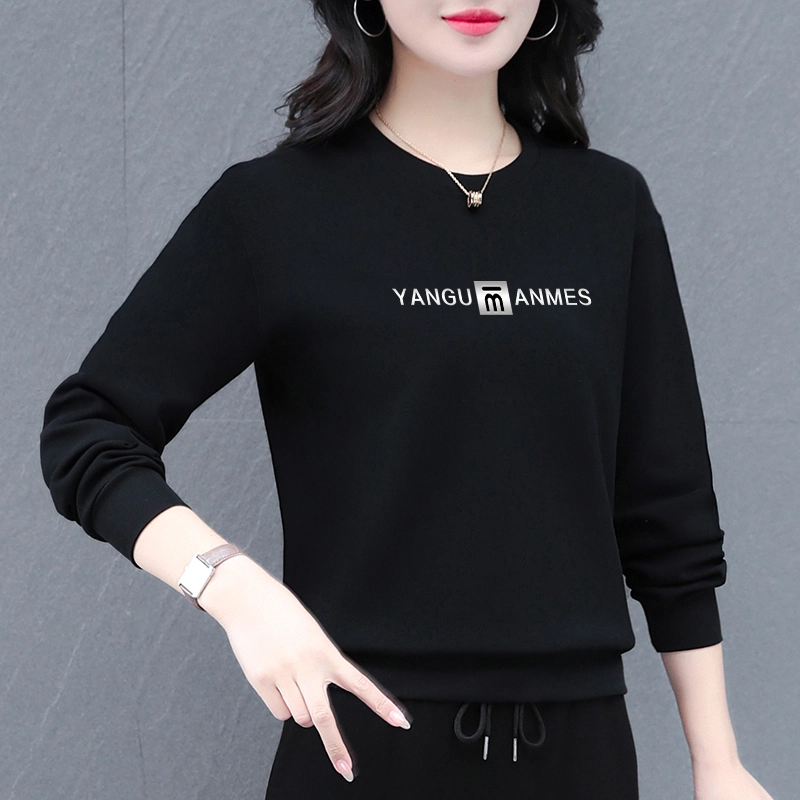 左岸 时尚休闲秋冬款加厚保暖舒适简约圆领字母设计显瘦显年轻潮流百搭上衣卫衣 女款