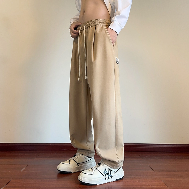 左岸 青少年港风时尚帅气潮流贴片字母绣花宽松直筒长裤柔软舒适轻便垂感春秋季休闲裤 男款