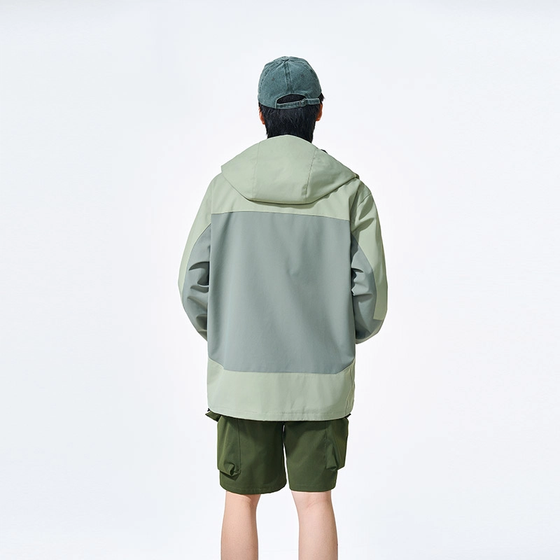左岸 【机能风】男款工装拼色冲锋衣美式连帽保暖登山服防风防水单冲透气夹克 男女同款