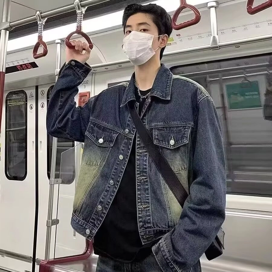 左岸 美式复古潮流个性时尚简约青少年小众学院风设计翻领宽松痞帅酷潮休闲高街百搭港风潮牌牛仔外套 男女同款