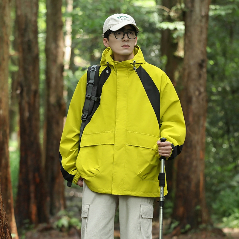 左岸 美式潮牌百搭撞色拼接带帽开衫上衣宽松休闲舒适山系户外防风工装风冲锋外套夹克 男款