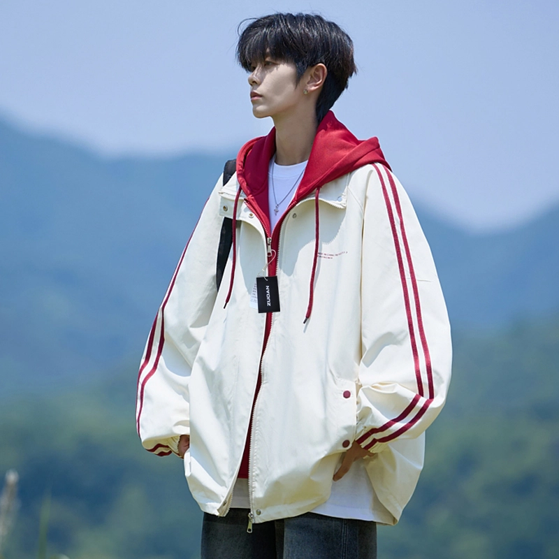 左岸 假两件外套男春秋季防风保暖上衣潮流宽松休闲衣服青少年户外大码夹克 男款