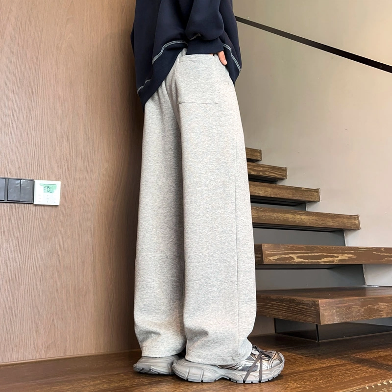 左岸 青少年港风时尚潮流百搭绣花宽松直筒卫裤长裤柔软舒适轻便透气阔腿裤春秋季休闲裤 男款