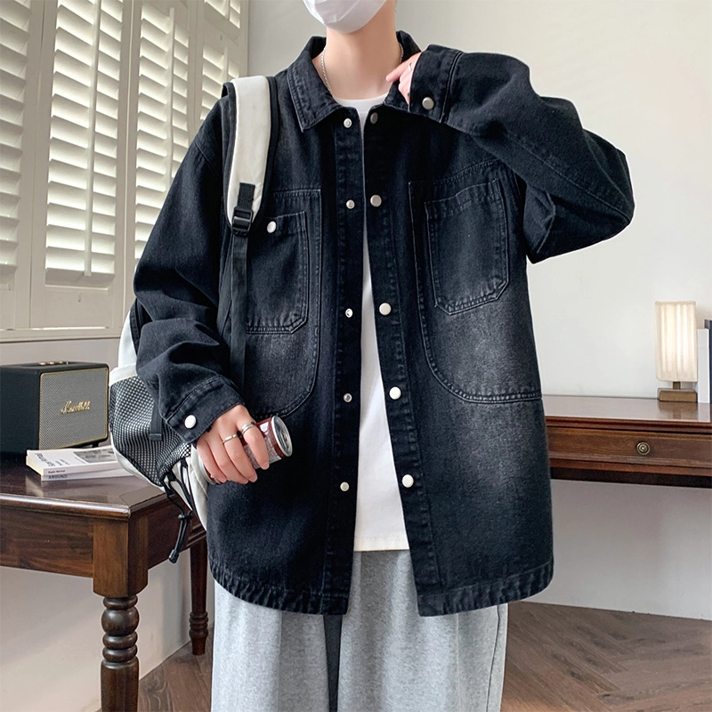 左岸 春秋季美式复古做旧水洗时尚潮流百搭开衫上衣休闲宽松舒适潮牌牛仔外套工装风夹克 男款