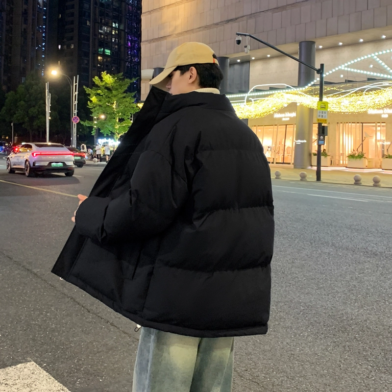 左岸 美式高街设计立领男士百搭纯色棉衣外套休闲上衣面包服简约时尚宽松舒适学院风户外港风潮牌棉服 男款