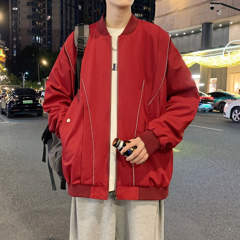 左岸 美式飞行员外套男秋季宽松休闲棒球服上衣潮牌高街工装夹克 男款