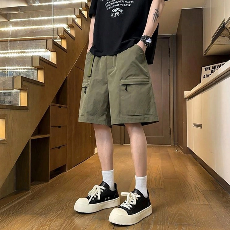 左岸 夏季山系户外多口袋纯色系带休闲工装裤男宽松透气吸湿排汗日常通勤时尚百搭港风潮流潮牌工装短裤 男款