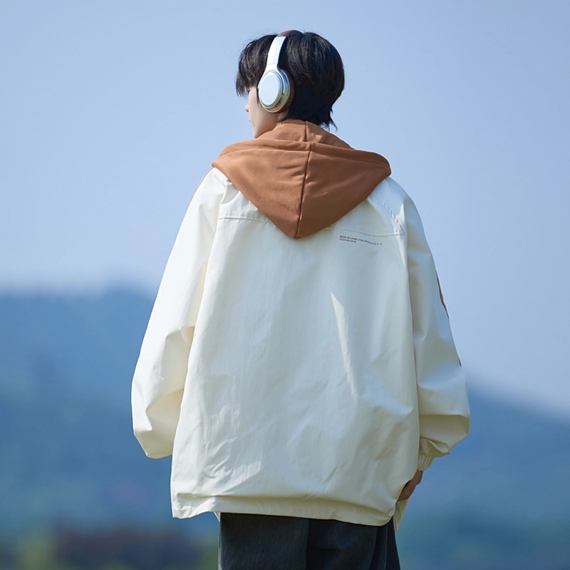 左岸 假两件外套男春秋季防风保暖上衣潮流宽松休闲衣服青少年户外大码夹克 男款