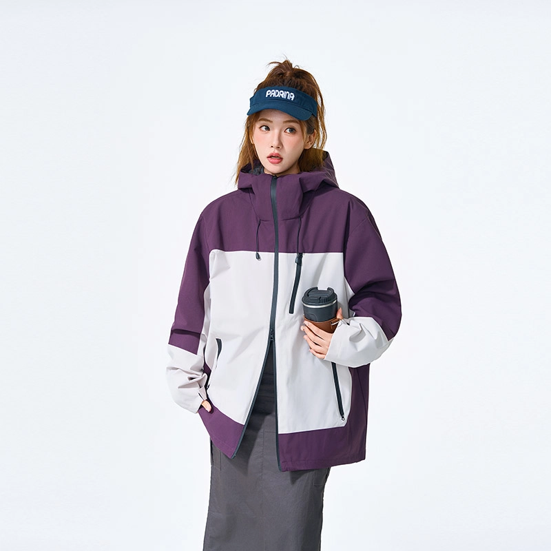 左岸 【机能风】男款工装拼色冲锋衣美式连帽保暖登山服防风防水单冲透气夹克 男女同款