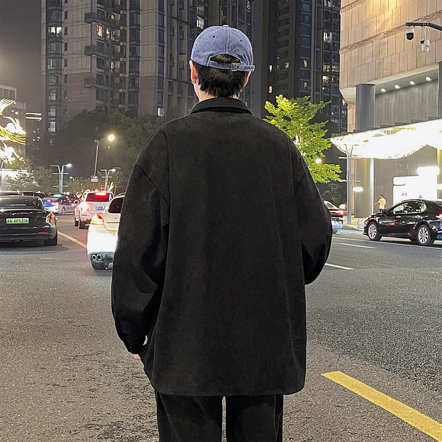 左岸 港风潮流简约百搭春秋上衣休闲宽松舒适透气纯色灯芯绒衬衣潮牌翻领开衫薄款外套衬衫 男款