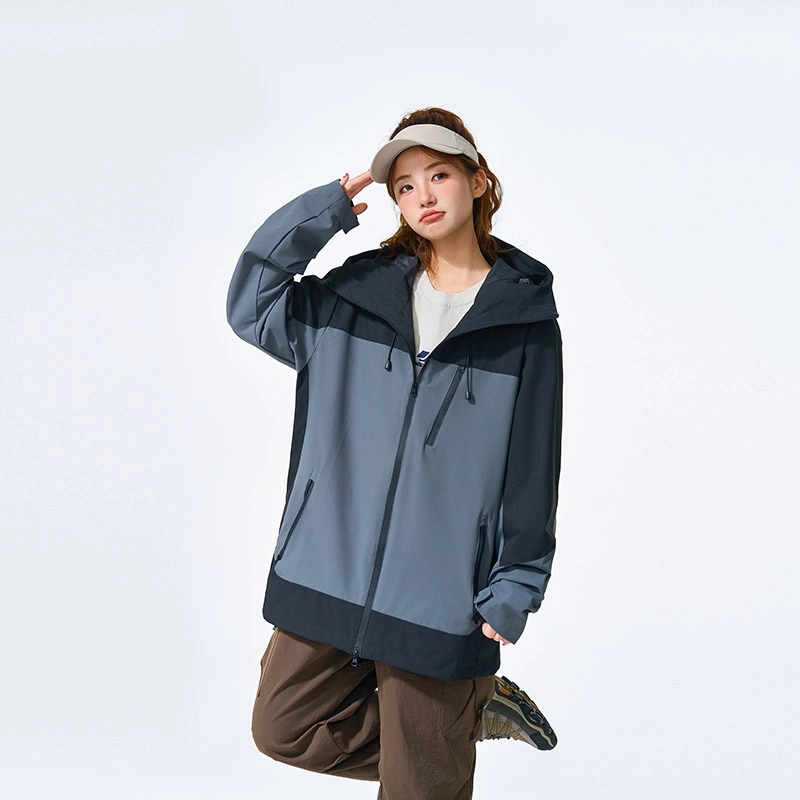 左岸 【机能风】男款工装拼色冲锋衣美式连帽保暖登山服防风防水单冲透气夹克 男女同款