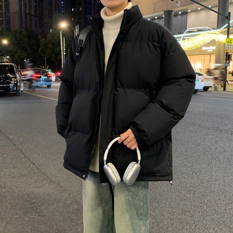 左岸 美式高街设计立领男士百搭纯色棉衣外套休闲上衣面包服简约时尚宽松舒适学院风户外港风潮牌棉服 男款