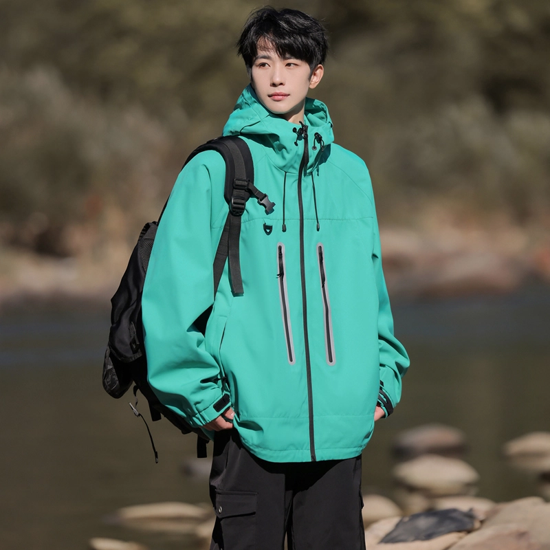 左岸 美式潮牌百搭开衫带帽工装上衣宽松休闲舒适山系户外防水防风冲锋外套夹克 男款