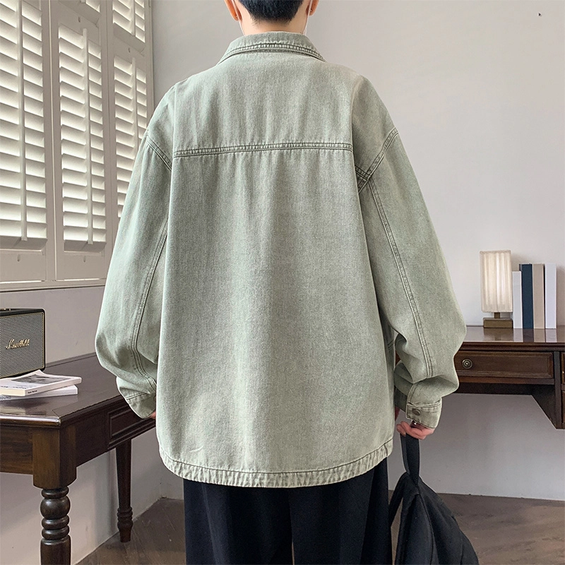 左岸 春秋季美式复古做旧水洗时尚潮流百搭开衫上衣休闲宽松舒适潮牌牛仔外套工装风夹克 男款