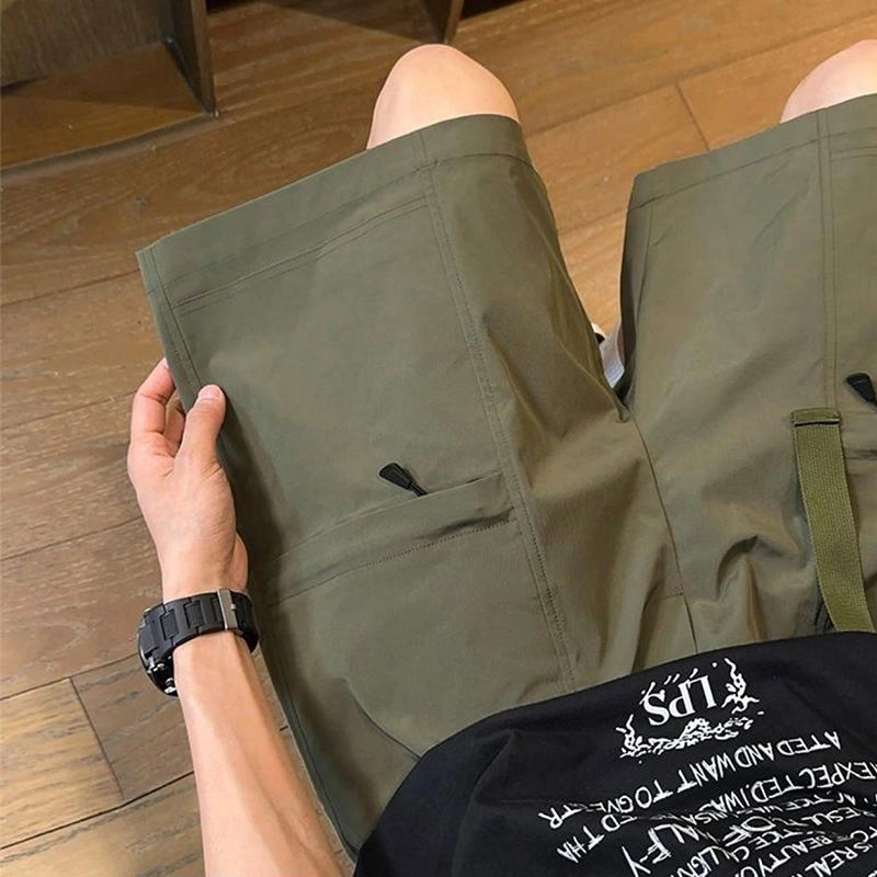 左岸 夏季山系户外多口袋纯色系带休闲工装裤男宽松透气吸湿排汗日常通勤时尚百搭港风潮流潮牌工装短裤 男款