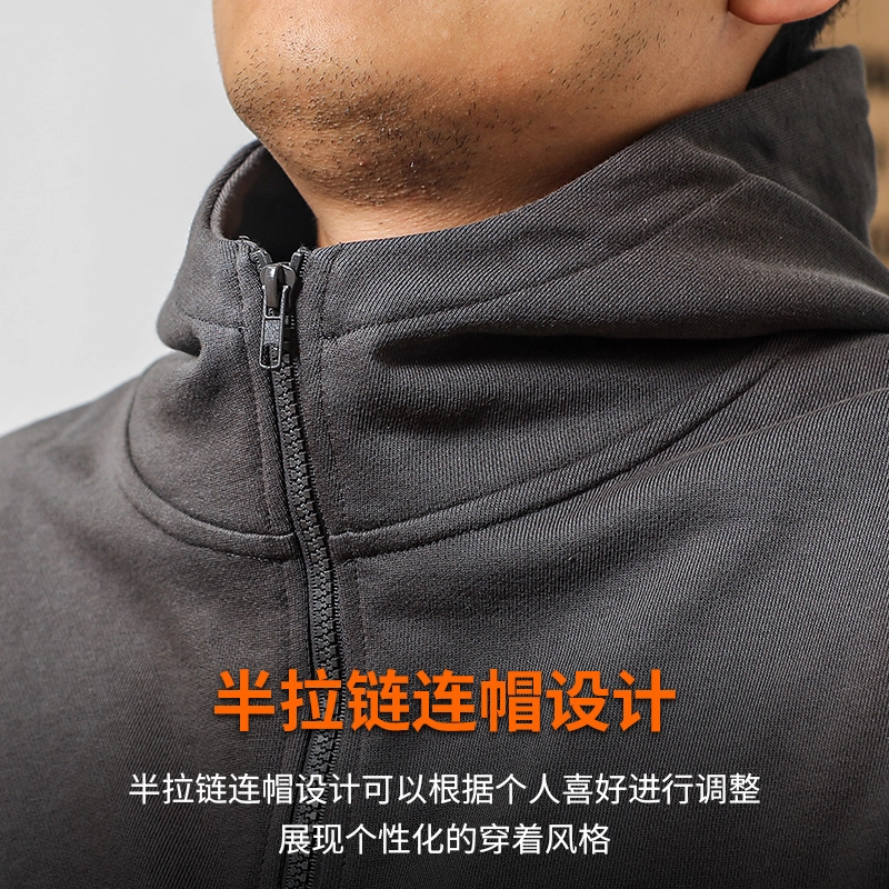 季言 秋季 连帽美式半拉链重磅舒适简约长袖卫衣 男款