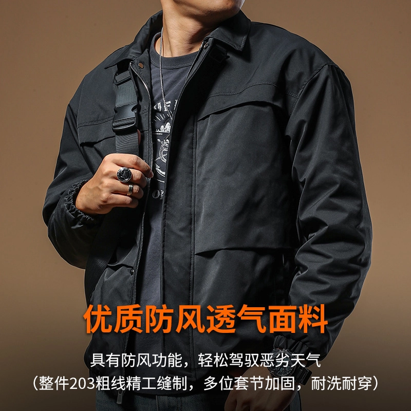 季言 翻领休闲纯色工装夹克外套 男款 灰色