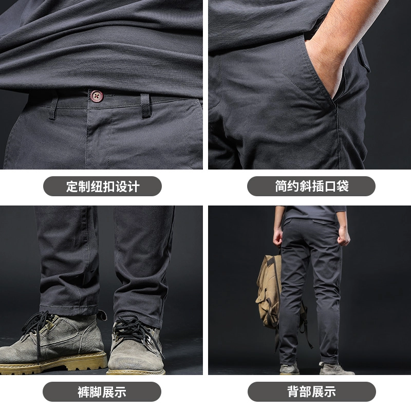 季言 高端品牌直筒美式复古水洗磨毛潮牌休闲裤 男款