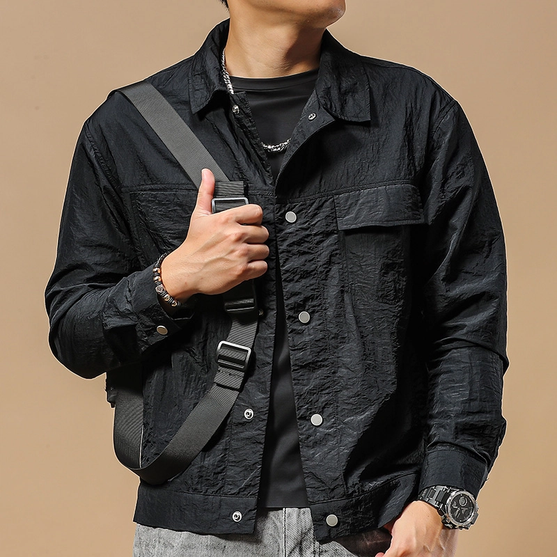 季言 薄款户外防水防紫外线休闲防晒服 男款 黑色