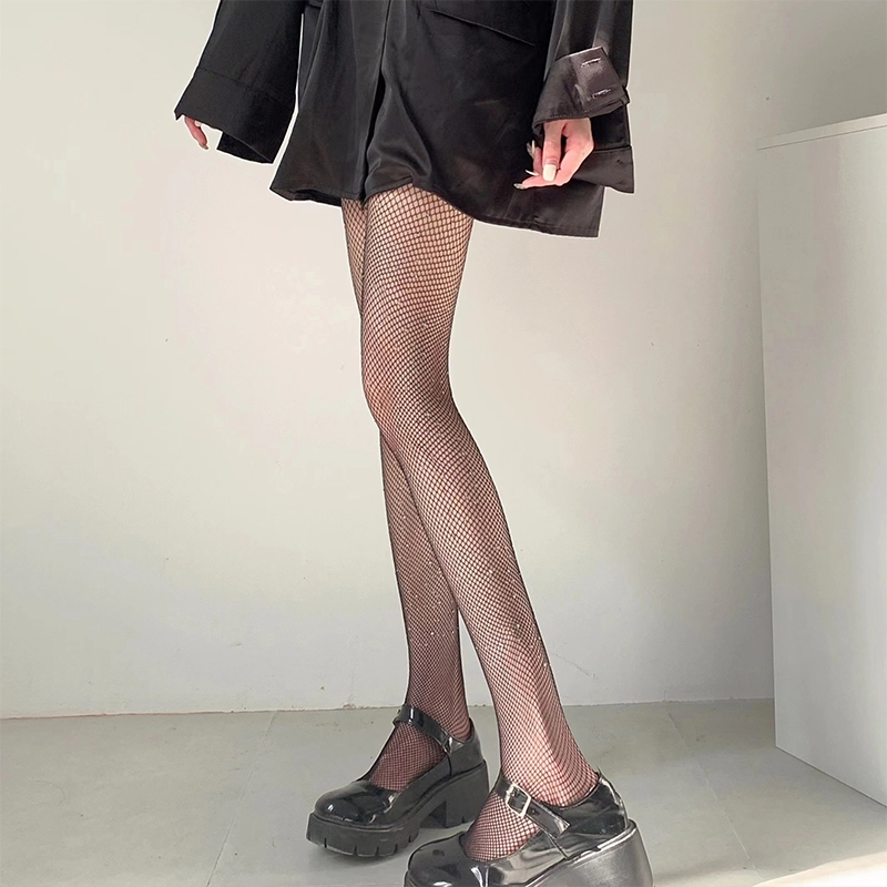 浪莎 渔网袜过不破性感打底纯色防滑迷人诱惑透肉连裤渔网丝袜 女款 黑色