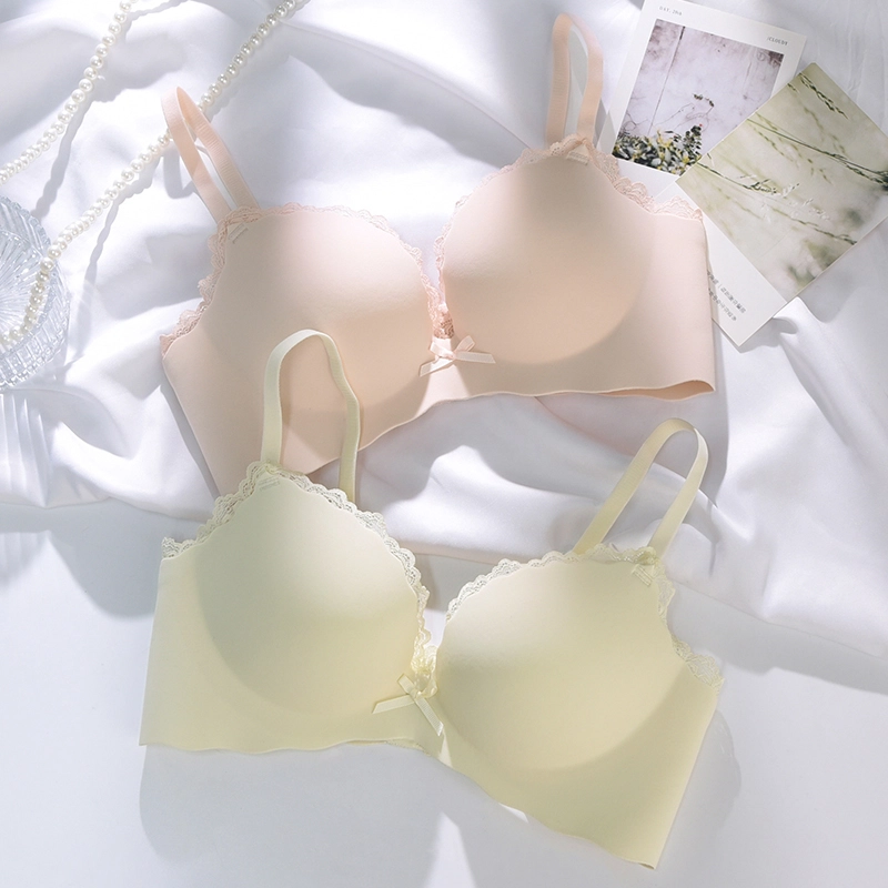 浪莎 小胸聚拢纯欲内衣性感无钢圈无痕收副乳上托防下垂少女胸罩一片式柔软舒适文胸 女款