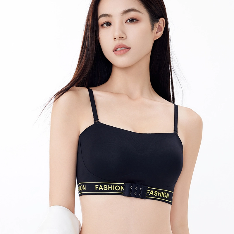 浪莎 防滑聚拢前扣无钢圈抹胸舒适无痕肩带可调节一体式文胸 女款 组合装