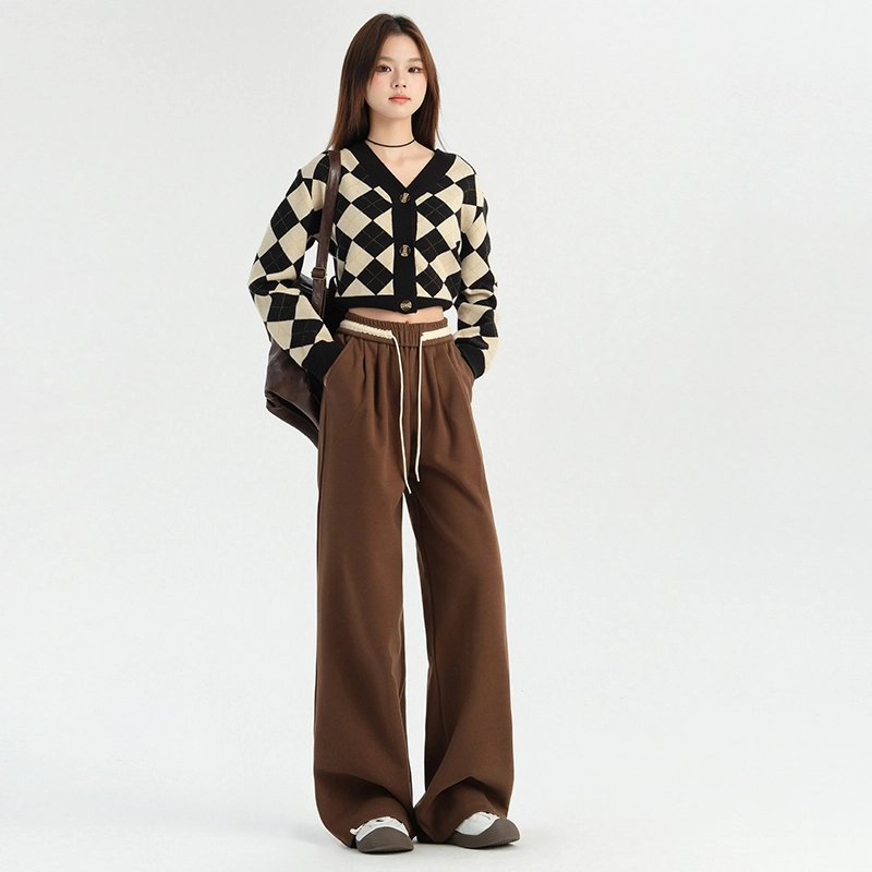 玫丝朵 百搭高腰宽松阔腿裤简约舒适时尚休闲裤 女款