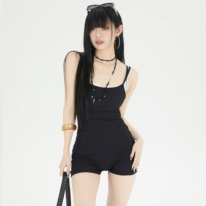 玫丝朵 甜辣休闲吊带套装穿搭街拍记录纯色连体裤 女款