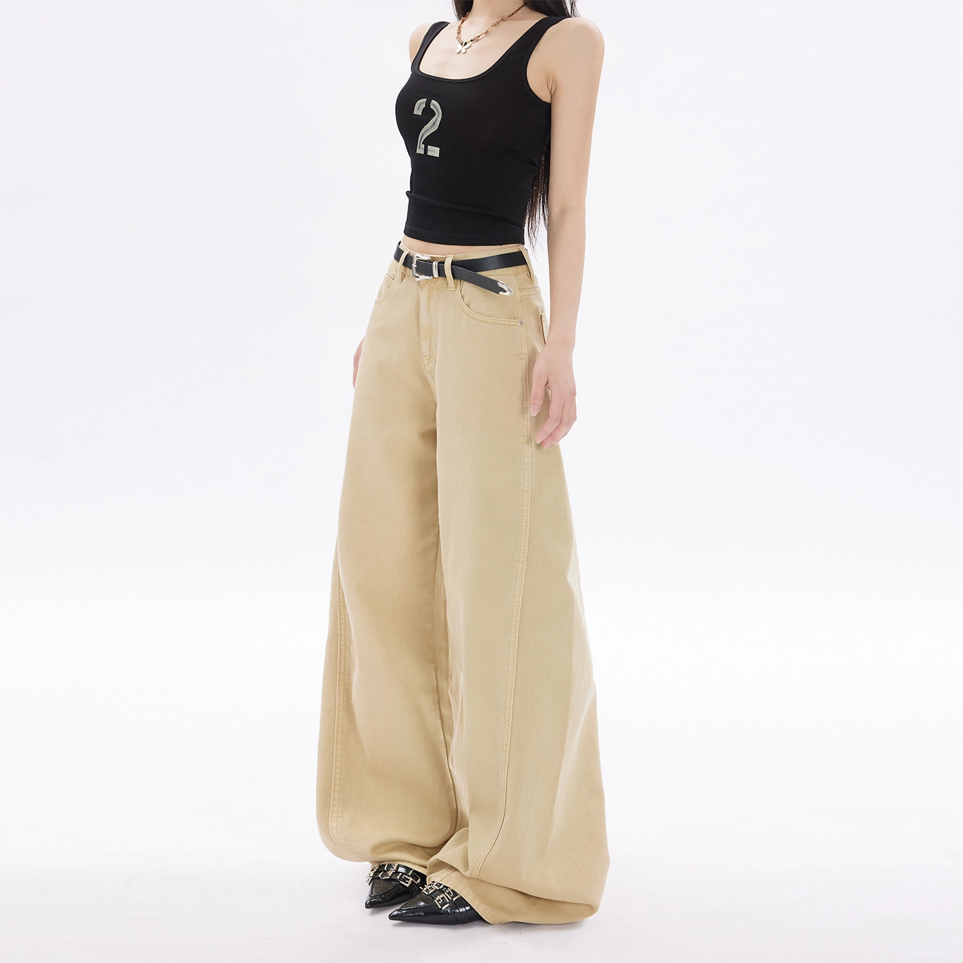 玫丝朵 美式复古休闲百搭宽松直筒牛仔裤 女款