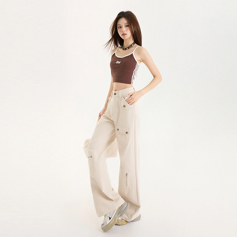 玫丝朵 美式复古多口袋设计宽松百搭工装休闲裤 女款