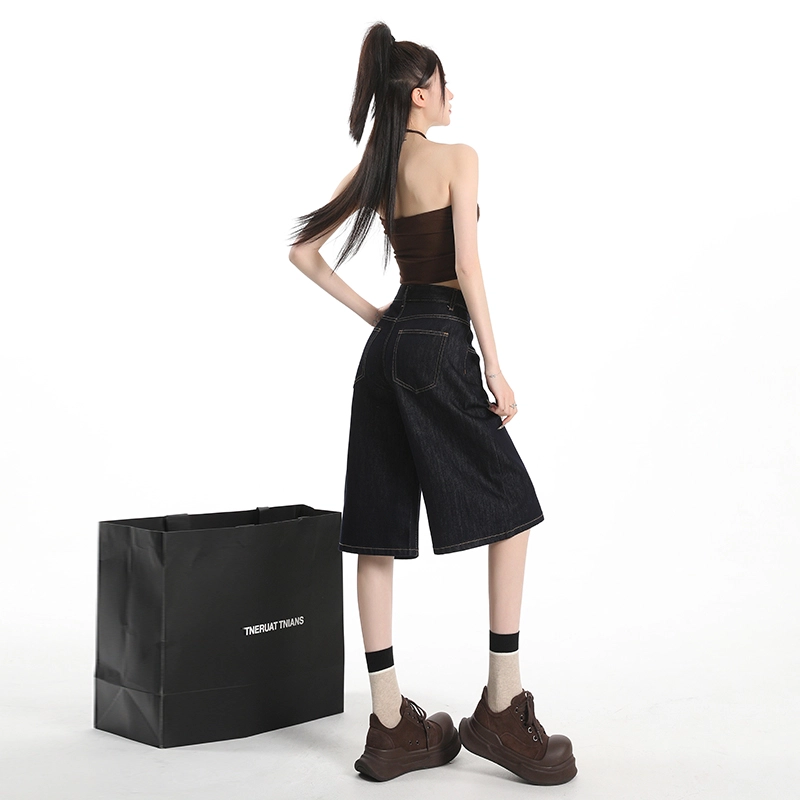 玫丝朵 百搭气质舒适优雅阔腿牛仔裤 女款