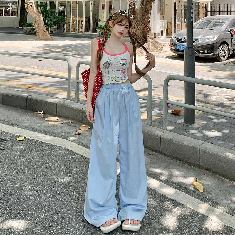 玫丝朵 阔腿宽松简约舒适纯色高腰休闲裤 女款