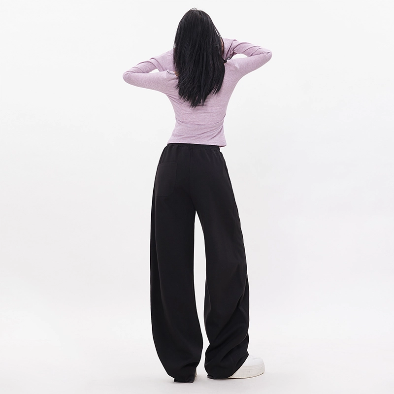 玫丝朵 简约百搭弯刀裤设计高腰宽松阔腿休闲裤 女款 白色