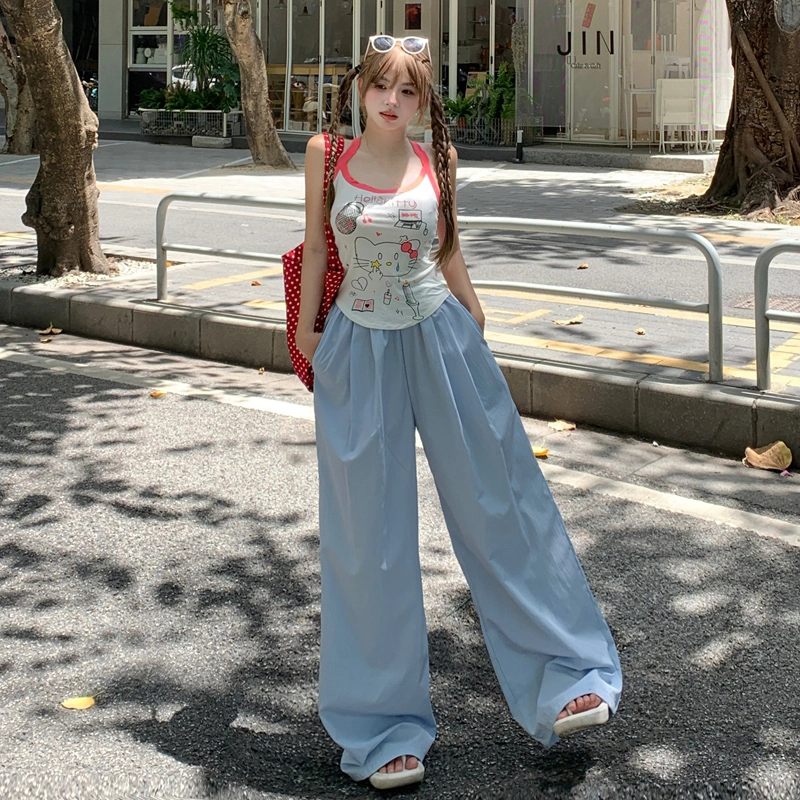 玫丝朵 阔腿宽松简约舒适纯色高腰休闲裤 女款