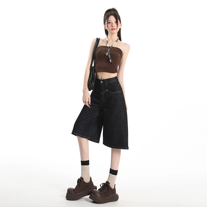 玫丝朵 百搭气质舒适优雅阔腿牛仔裤 女款