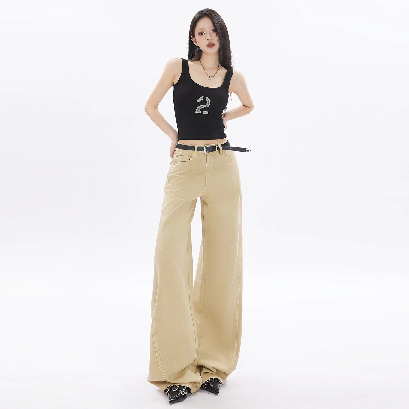 玫丝朵 美式复古休闲百搭宽松直筒牛仔裤 女款