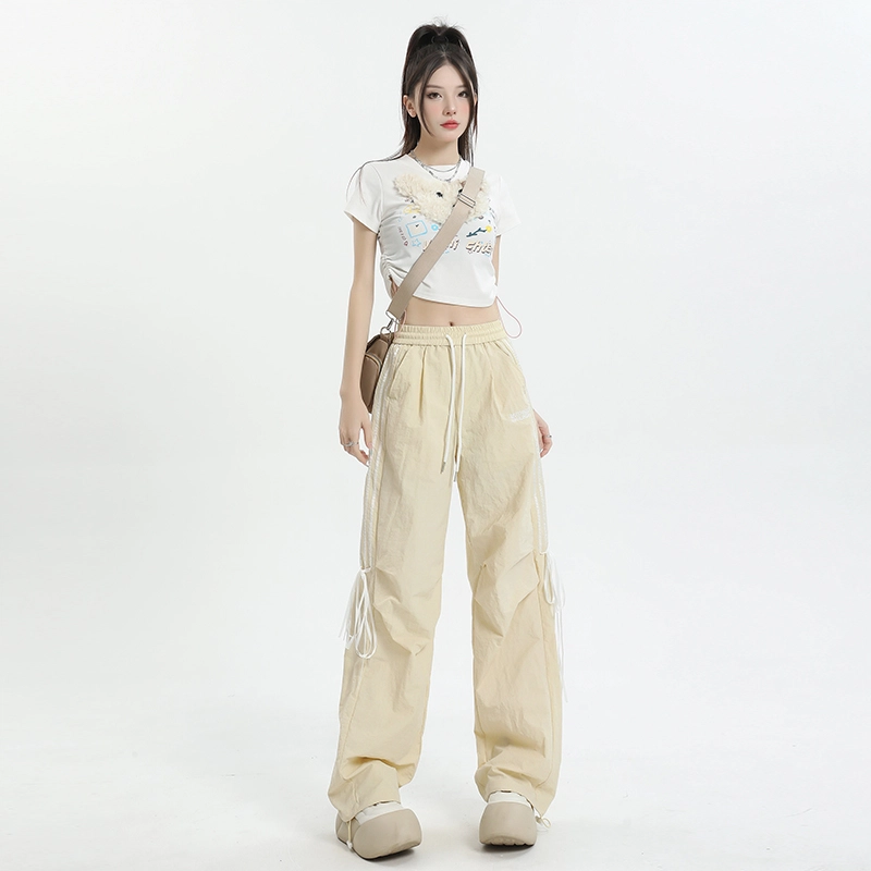 玫丝朵 美式阔腿蝴蝶结抽绳休闲裤 女款