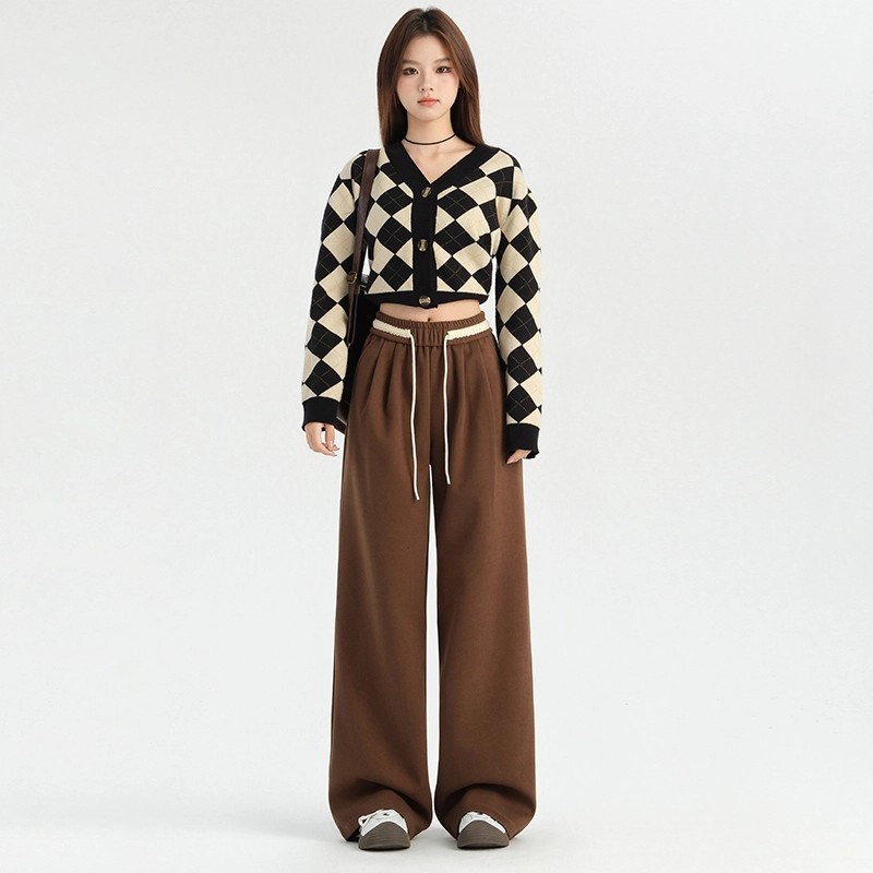 玫丝朵 百搭高腰宽松阔腿裤简约舒适时尚休闲裤 女款
