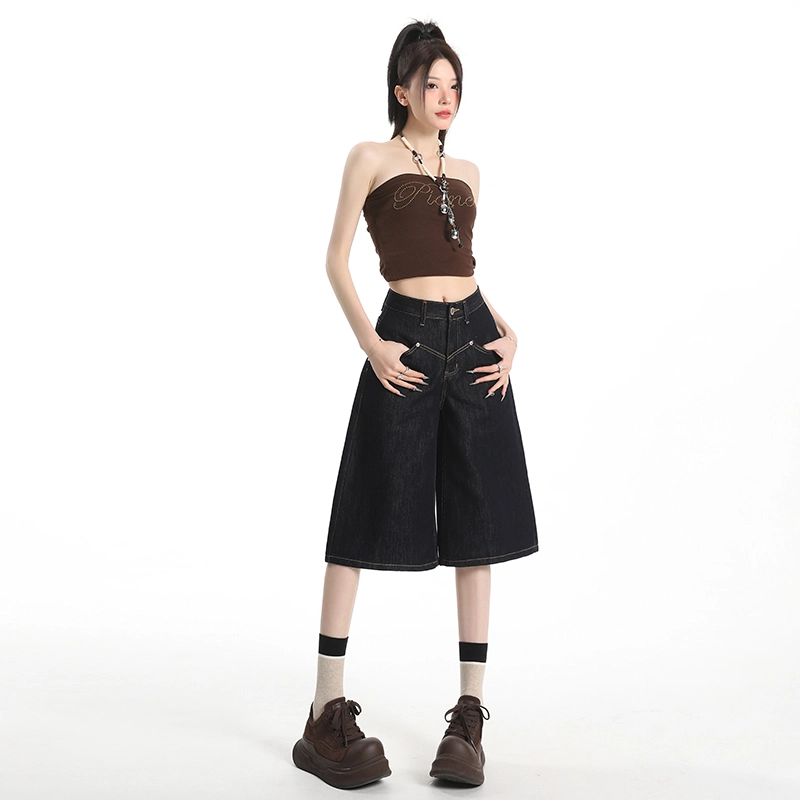 玫丝朵 百搭气质舒适优雅阔腿牛仔裤 女款