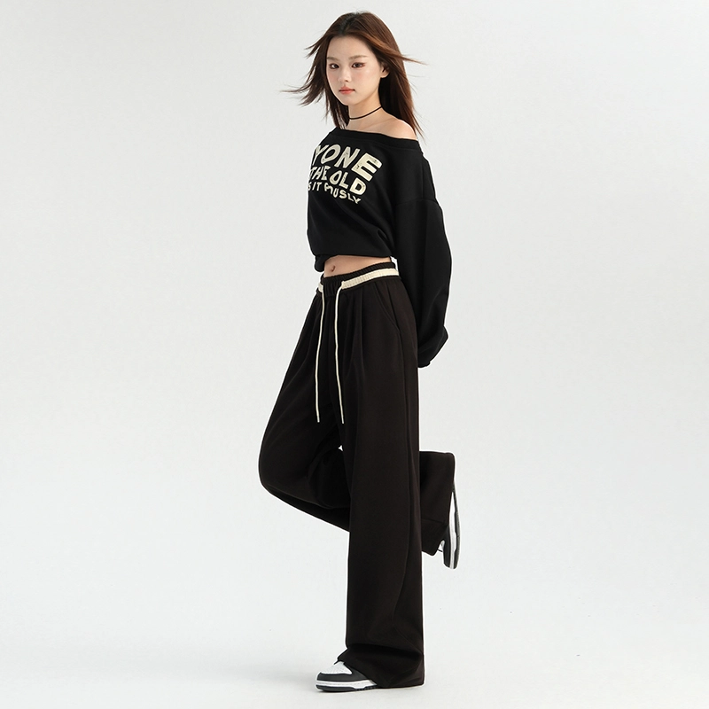 玫丝朵 百搭高腰宽松阔腿裤简约舒适时尚休闲裤 女款
