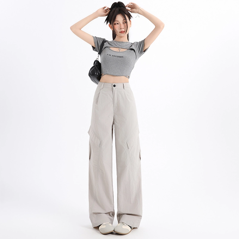 玫丝朵 百搭气质舒适简约高腰宽松阔腿休闲裤 女款