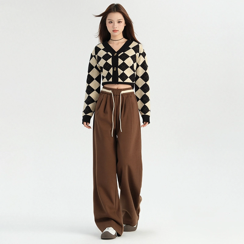 玫丝朵 百搭高腰宽松阔腿裤简约舒适时尚休闲裤 女款