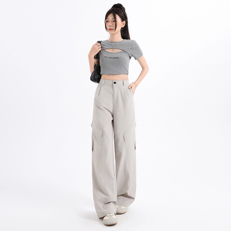 玫丝朵 百搭气质舒适简约高腰宽松阔腿休闲裤 女款