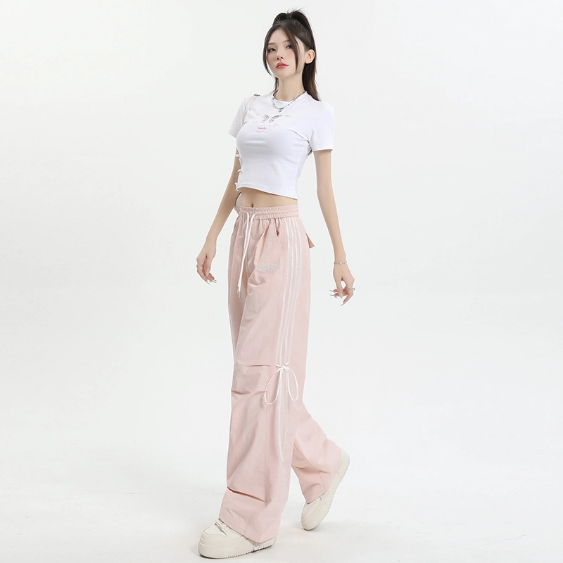 玫丝朵 美式阔腿蝴蝶结抽绳休闲裤 女款