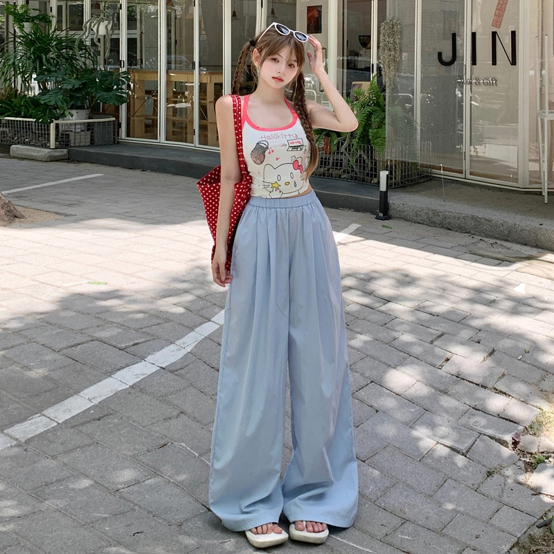 玫丝朵 阔腿宽松简约舒适纯色高腰休闲裤 女款