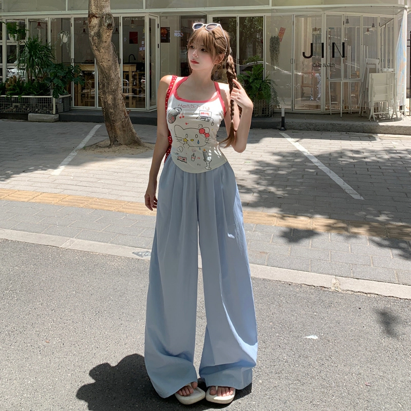 玫丝朵 阔腿宽松简约舒适纯色高腰休闲裤 女款