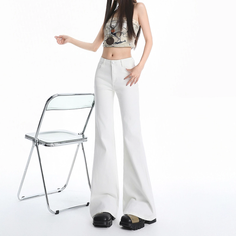 玫丝朵 美式简约复古百搭纯色不贴腿中低腰舒适微喇牛仔裤 女款