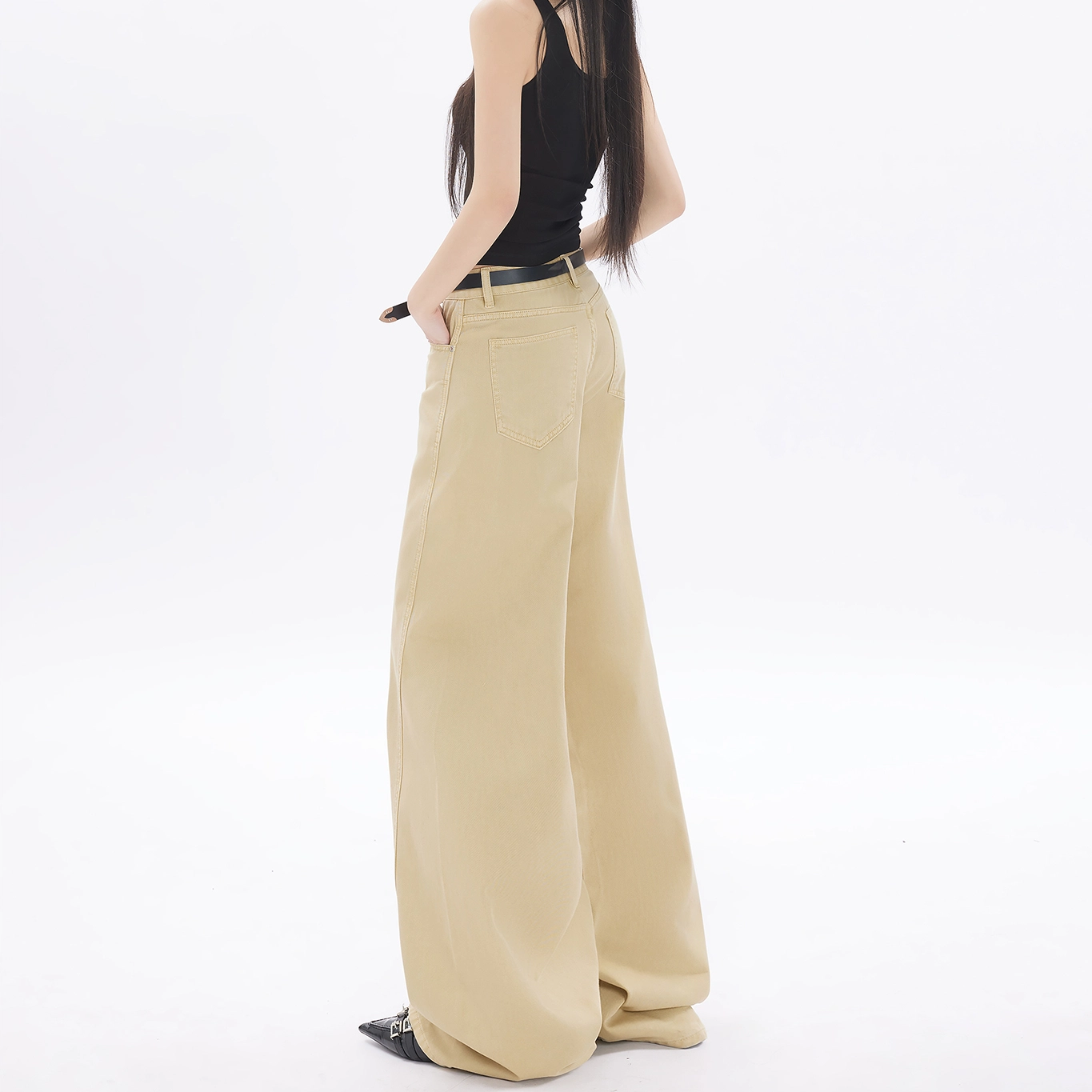 玫丝朵 美式复古休闲百搭宽松直筒牛仔裤 女款